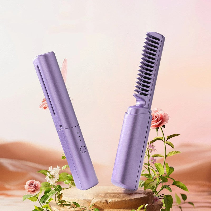 Professional Hair Straightener Curler Comb Fast Heating Negative Ion Straightening Curling Brush Hair Styling
